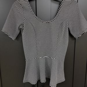 Black and white peplum top